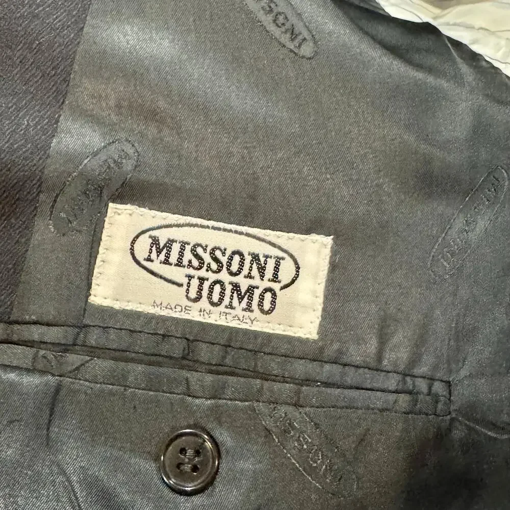 Vintage 1990s Missoni Uomo Double Breasted Virgin Wool Blazer IT 54 Italy